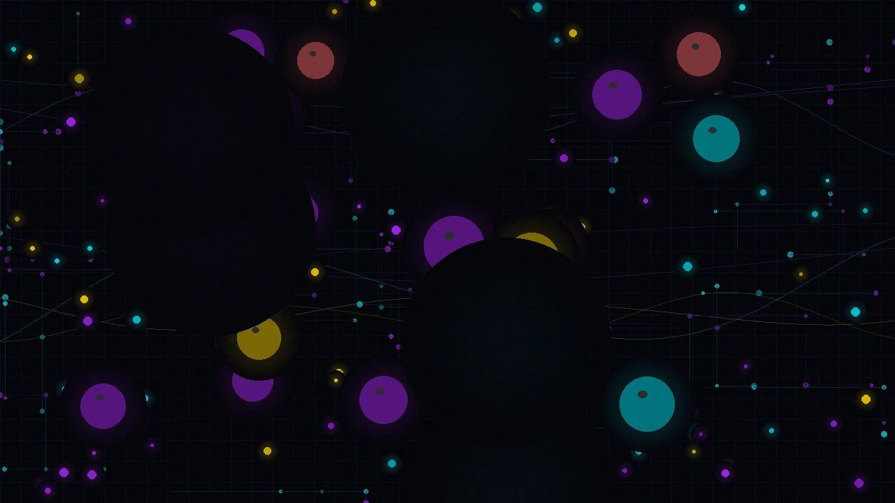 台湾28量子彩境数据演算平台首屏背景——量子计算机内部数据流穿梭节点网络